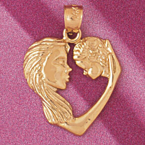 Dazzlers Jewelry Mother and Bay Heart Pendant Necklace Charm Bracelet in Yellow, White or Rose Gold…