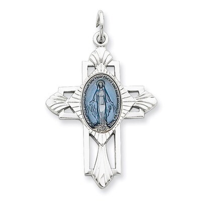 Miraculous Medal Cross Pendant Sterling Silver QC5501, MPN: QC5501, 886774109701