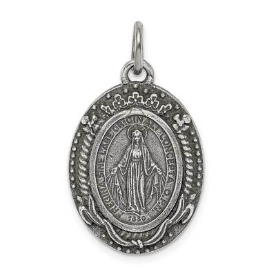 Miraculous Medal Pendant Sterling Silver Antiqued QC9413, MPN: QC9413,