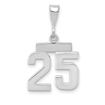 Number 25 Charm 14k White Gold Polished Small WSP25, MPN: WSP25, 196904075180