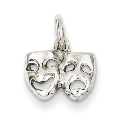 Solid Comedy Tragedy Charm 14k White Gold K954, MPN: K954, 883957869117