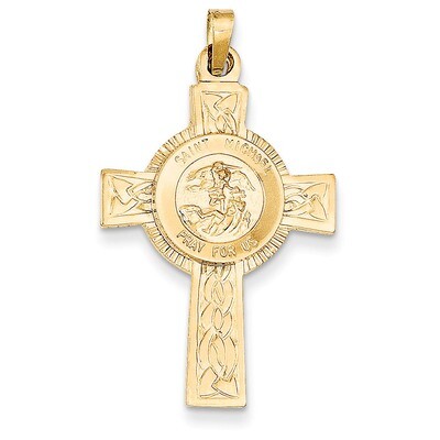 Cross with Saint Michael Medal Pendant 14k Gold REL111, MPN: REL111, 886774619064