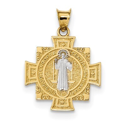 Saint Benedict Pendant 14k Gold &amp; Rhodium K6356, MPN: K6356, 883957183275