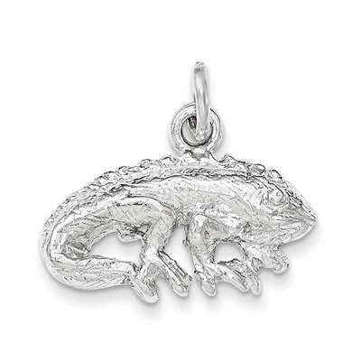 Polished &amp; Textured Iguana Pendant Sterling Silver QC8746
