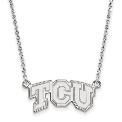Texas Christian University Small Pendant with Chain Necklace 14k White Gold 4W005TCU-18, MPN: 4W005…