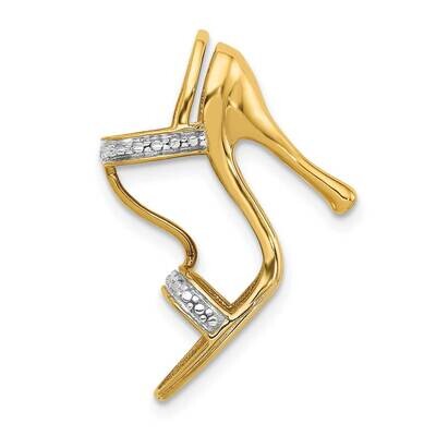 Solid 3-Dimensional .01Ct Diamond High Heel Charm 14k Gold &amp; Rhodium PM5198-001-YA, MPN: PM5198-001…