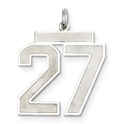 Pendant Number 27 Satin Sterling Silver Large QPP27, MPN: QPP27, 191101281662
