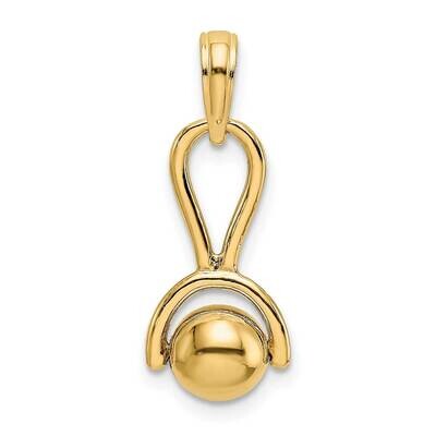Baby Rattle with Moveable Ball Charm 14k Gold 3-D C3995, MPN: C3995,