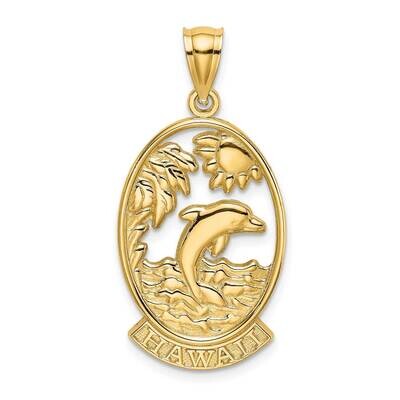 Hawaii with Dolphins In Waves Charm 14k Gold K7771, MPN: K7771, 637218033140