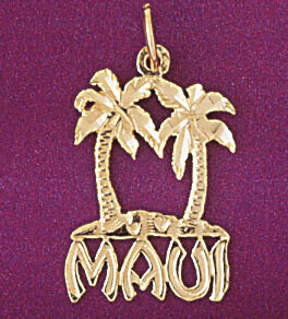 Dazzlers Jewelry Maui Hawaii Pendant Necklace Charm Bracelet in Yellow, White or Rose Gold 4965, MP…