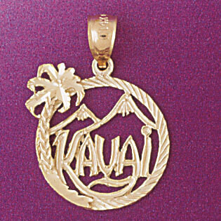 Dazzlers Jewelry Kauai Hawaii Pendant Necklace Charm Bracelet in Yellow, White or Rose Gold 4956, M…