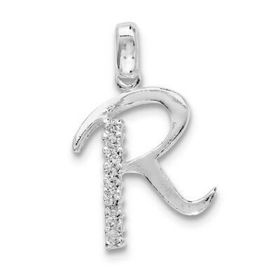 Initial R Pendant Sterling Silver Diamond QC6525R, MPN: QC6525R, 883957916569