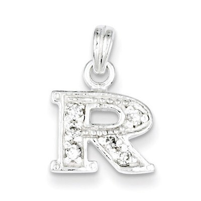 Initial R Pendant Sterling Silver Diamond QC6717R, MPN: QC6717R, 883957567327