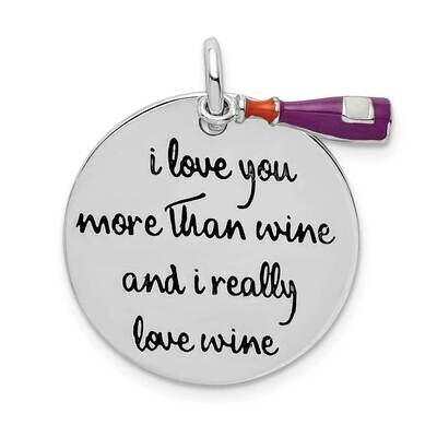 Enameled Antiqued Love Wine Pendant Sterling Silver Rhodium-plated QC9501, MPN: QC9501, 883957954493