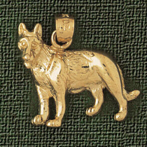 Dazzlers Jewelry Shepard Dog Pendant Necklace Charm Bracelet in Yellow, White or Rose Gold 2133, MP…