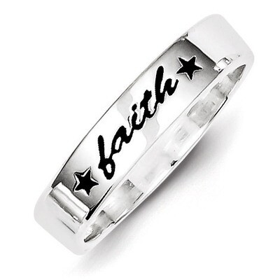 Polished Faith Ring Antiqued Sterling Silver QR2699, MPN: QR2699, 883957522111