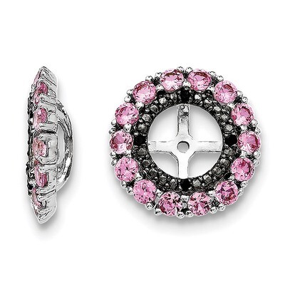 Crted Pink Sapphire &amp; Black Sapphire Earring Jacket Sterling Silver Rhodium QJ130OCT, MPN: QJ130OCT…