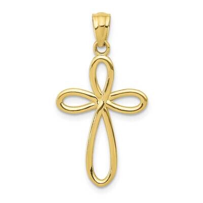 Yellow Gold Ribbon Cross Pendant 10k Gold 10C4508, MPN: 10C4508,