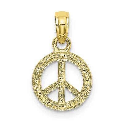 Flat Textured Mini Peace Sign Charm 10k Gold 10K7180, MPN: 10K7180,
