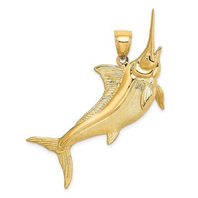 Satin Polished Marlin Charm 14k Gold 3-D K8110, MPN: K8110, 637218061600