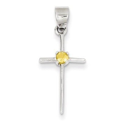 Citrine Cross Pendant Sterling Silver QC5380, MPN: QC5380, 191101561184