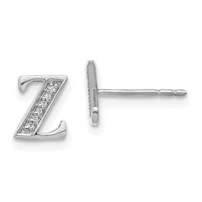 Initial Z Earrings 14k White Gold Diamond EM4170Z-004-WA, MPN: EM4170Z-004-WA, 883957663630