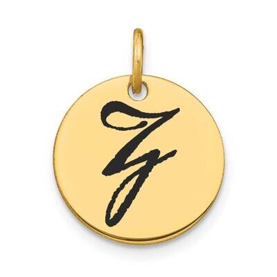 Letter Z Black Epoxy Initial Disk Charm 14k Gold Polished YC1436Z, MPN: YC1436Z,