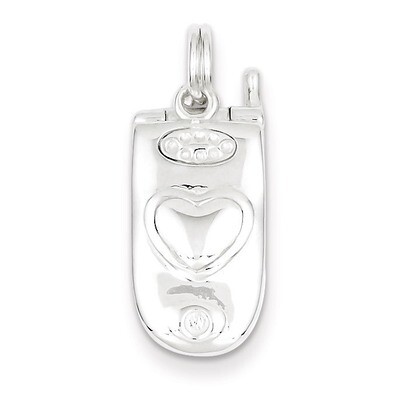 Sterling Silver Polished Movable Cell Phone Charm QC7087