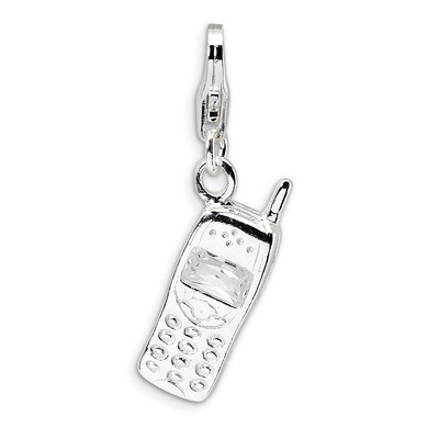 Polished Cell Phone Charm Sterling Silver QCC233 by Amore La Vita, MPN: QCC233, 883957331904
