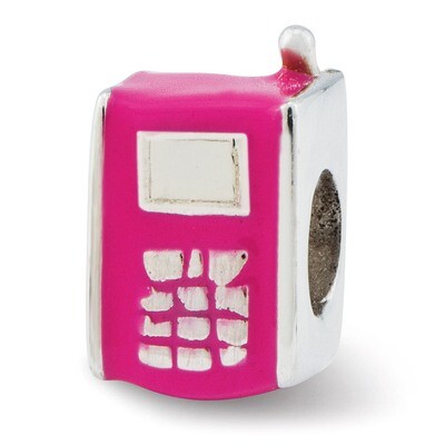 Hot Pink Cell Phone Bead - Sterling Silver QRS2392, MPN: QRS2392, 883957465869