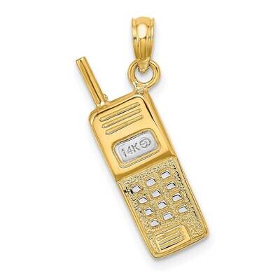 3-D Cell Phone Charm 14k Gold Rhodium K9283, MPN: K9283, 637218093045