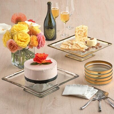 Annieglass Roman Antique Square Cake Plate Platinum, MPN: P235, UPC:
