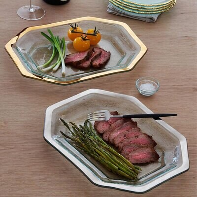 Annieglass Roman Antique Large Steak Platter Gold, MPN: G231, UPC: