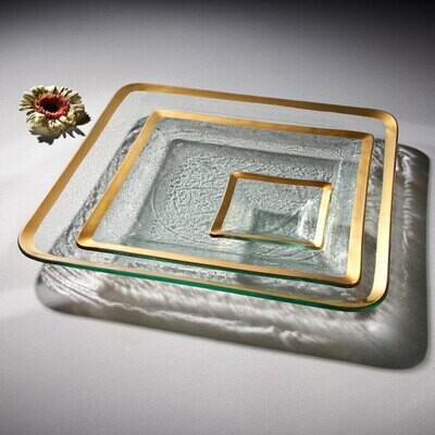Annieglass Gold Roman Antique Small Square Dish 5 Inch, MPN: G202, UPC: