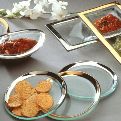 Annieglass Platinum Roman Antique Hors Doeuvre Plate 6 Inch, MPN: P099, UPC: