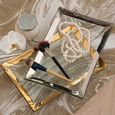 Annieglass Roman Antique Gold 12 x 8 Inch Vanity Tray P236, MPN: P236, UPC: