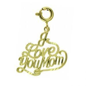 Dazzlers Jewelry I Love You Mom Pendant Necklace Charm Bracelet in Yellow, White or Rose Gold 9711,…