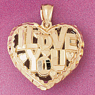 Dazzlers Jewelry 3 Dimensional I love you Heart Pendant Necklace Charm Bracelet in Yellow, White or…
