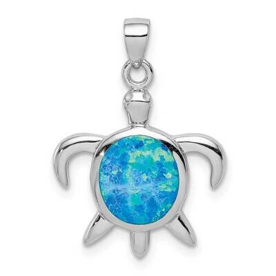 Created Opal Turtle Pendant Sterling Silver QP5136, MPN: QP5136, 883957981970