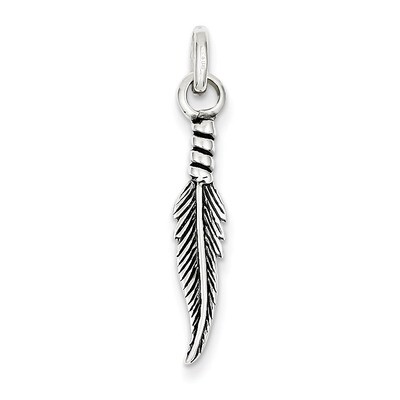 Feather Charm Antiqued Sterling Silver QC3915, MPN: QC3915, 883957909004