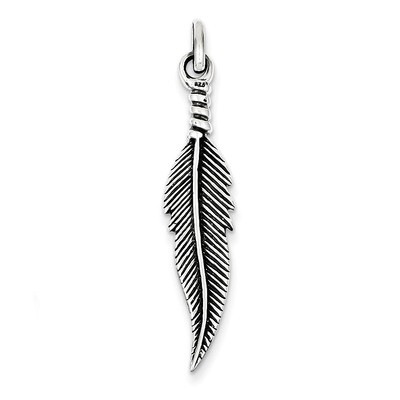 Feather Pendant Antiqued Sterling Silver QC6598, MPN: QC6598, 883957488547