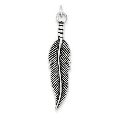 Feather Pendant Antiqued Sterling Silver QC6599, MPN: QC6599, 883957542379