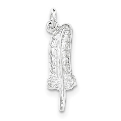 Polished &amp; Textured Feather Pendant Sterling Silver QC8955