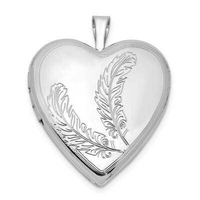 Feather Design Heart Locket Sterling Silver Rhodium-plated QLS915, MPN: QLS915, 883957991061