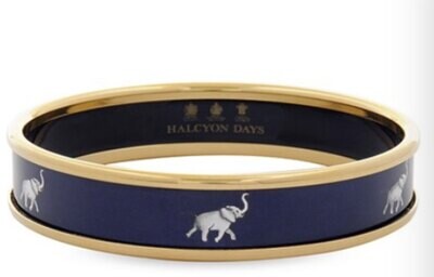 Halcyon Days 1cm Elephant Navy Medium Bangle Bracelet PBELE0411GM, MPN: PBELE0411GM,