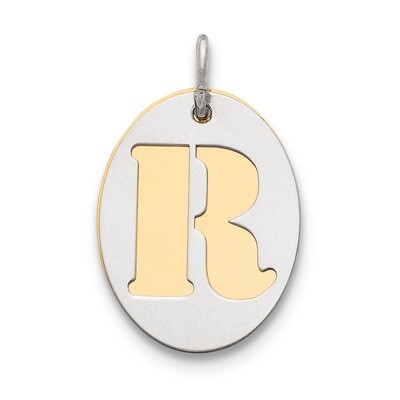 Initial R Double Plate Oval Charm Sterling Silver QC7911R, MPN: QC7911R,