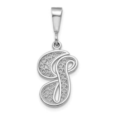 Filigree Initial G Pendant 10k White Gold 10D1281G, MPN: 10D1281G,