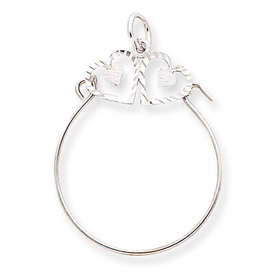 Double Hearts on Top Holder for Charm 10k White Gold 10WC15, MPN: 10WC15, 883957430195