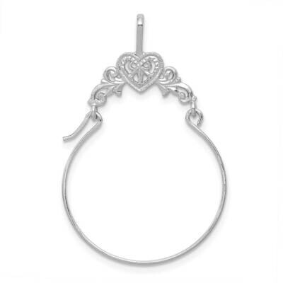 Filigree Heart Charm Holder 14k White Gold Polished D1308W, MPN: D1308W, 63721817173