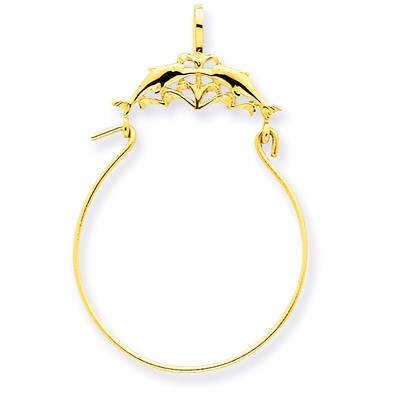 Double Dolphins Charm Holder Pendant 14k Gold D2901, MPN: D2901, 637218002405